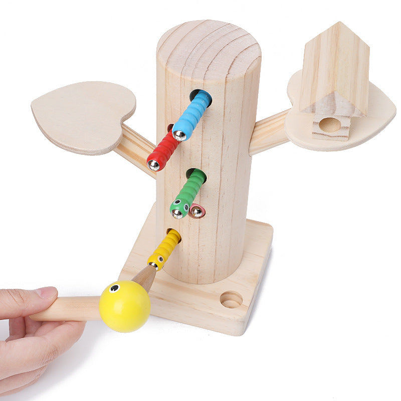 Wooden Woodpecker Catching Insects Early Education For Children