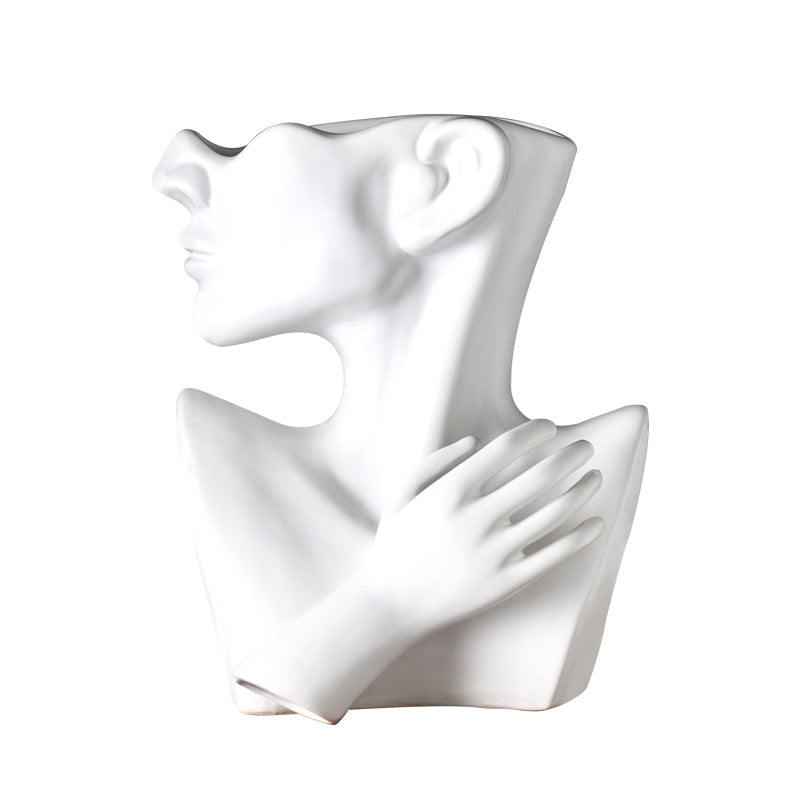 Modern Nordic Style Creative Portrait Vase Human Head Flower Vases Decorative Ornaments - Minihomy