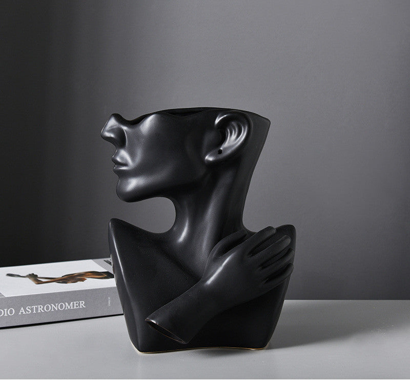 Modern Nordic Style Creative Portrait Vase Human Head Flower Vases Decorative Ornaments - Minihomy