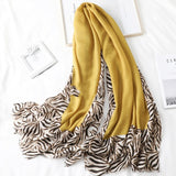 Cotton Scarf Casual Leopard Print Long Gauze Scarf - Minihomy