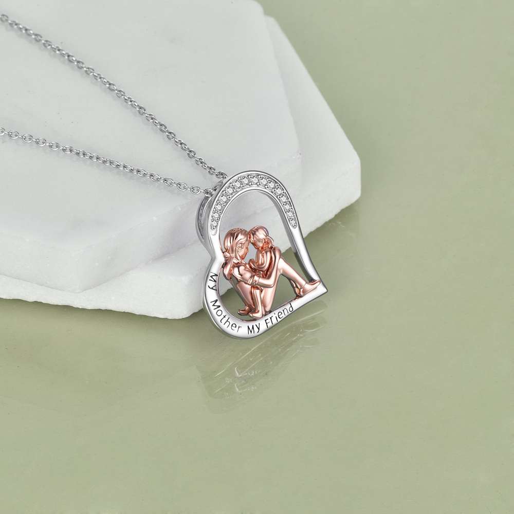 Mother Daughter Necklace 925 Sterling Silver Engraved My Mother My Friend Jewelry Mothers Day Birthday Gifts for Mom from Daughter - Minihomy