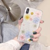 Real Dry Pressed Flower Phone Case Transparent Silicone Cover