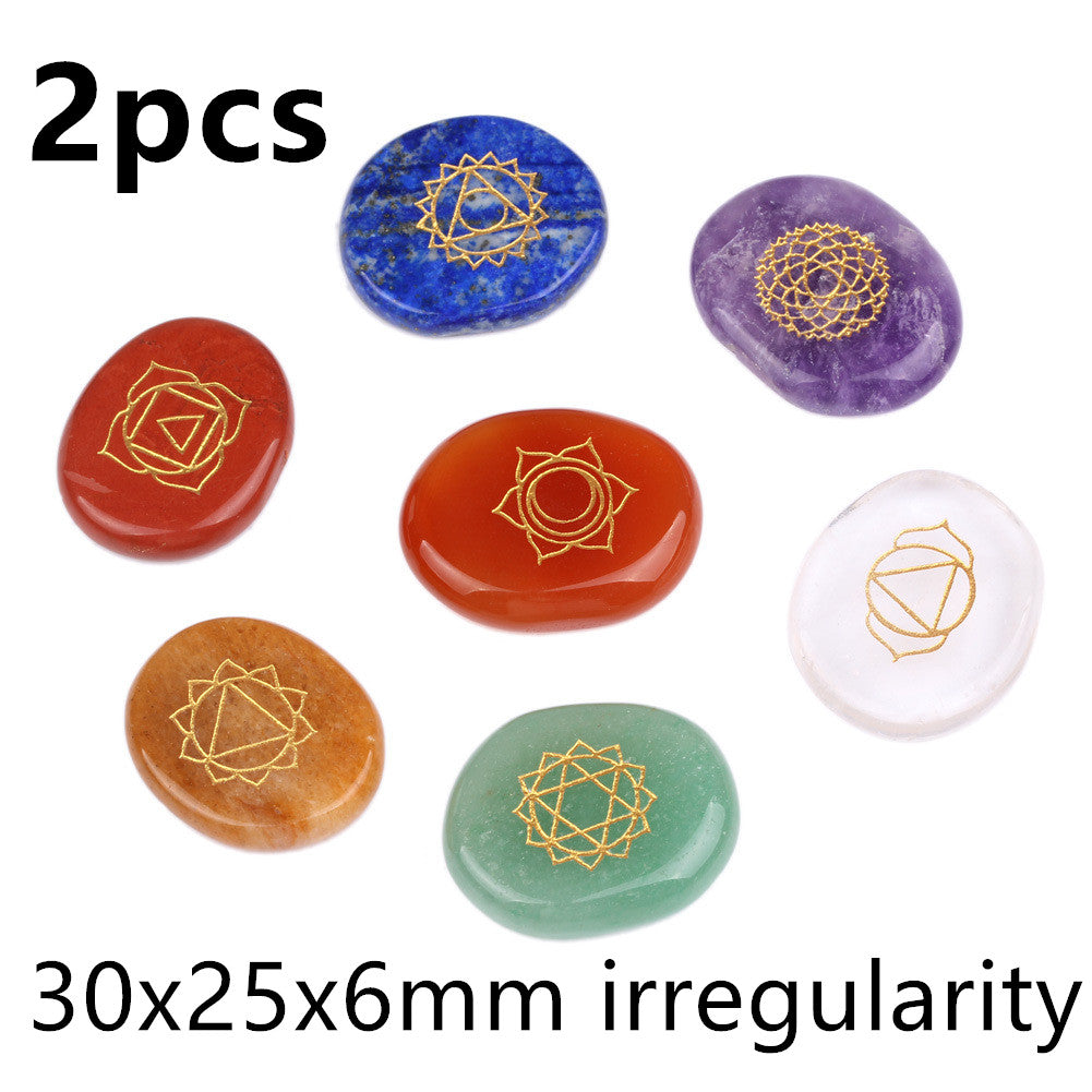 7 Chakras Natural Pocket Palm Stones - Minihomy