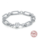 Paper Clip Love Sterling Silver S925 Bracelet Women - Minihomy