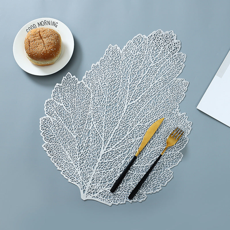 Hollow Insulation Pad, Leaf Placemat, Home Desktop, Anti-scald Mat, Dining Table - Minihomy