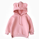 Cartoon Solid Color T-shirt Sweater Fleece Long-sleeved Hooded Children's T-shirt - Minihomy