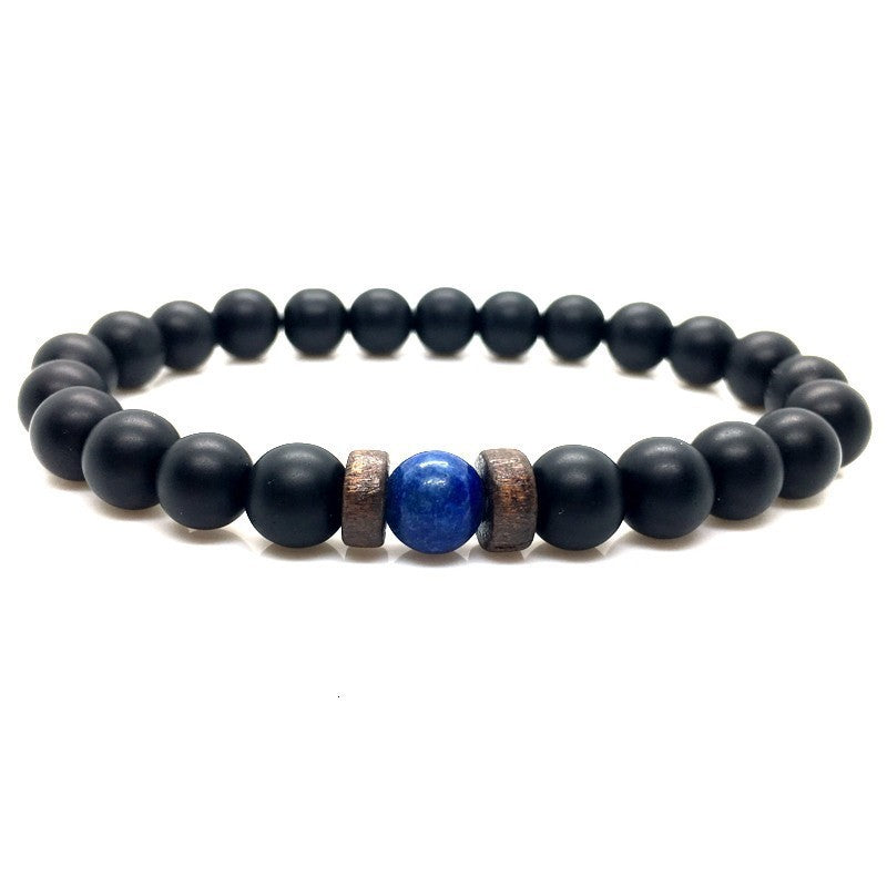 Beaded 8mm Black Volcanic Stone Buddha Bead Bracelet - Minihomy