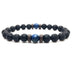 Beaded 8mm Black Volcanic Stone Buddha Bead Bracelet - Minihomy