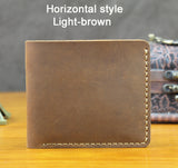 Handmade Vintage Crazy horse Genuine Leather Men Wallet - Minihomy