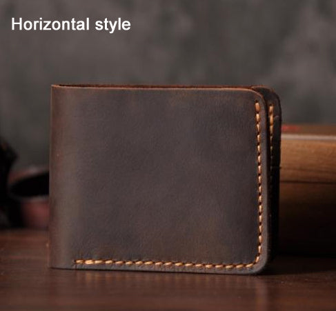 Handmade Vintage Crazy horse Genuine Leather Men Wallet - Minihomy