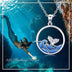 925 Sterling Silver Dolphin Jumping Tail Waves Whale Pendant Blue Wave Gradient Dainty Jewelry