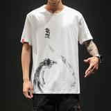 Men's loose T-shirt with ink printing - Minihomy