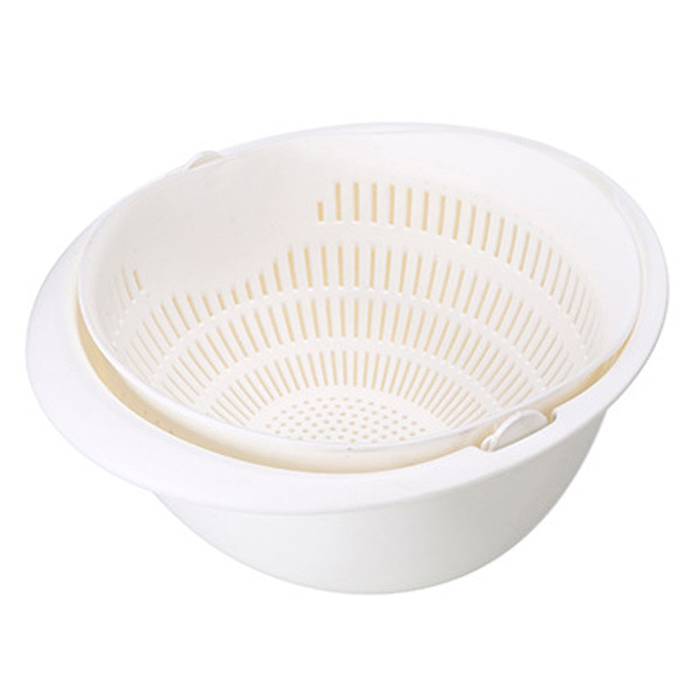 Portable detachable double-layer hollow fruit and vegetable cleaning drain basket Washed rice noodles - Minihomy