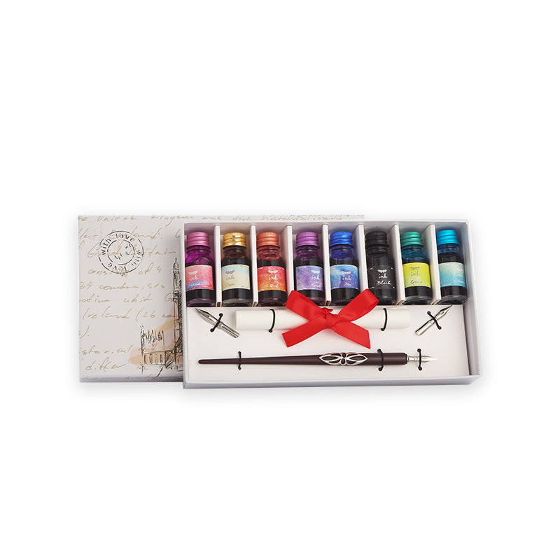 Pen and Ink Gift Box Wooden Dip Pen Set - Minihomy