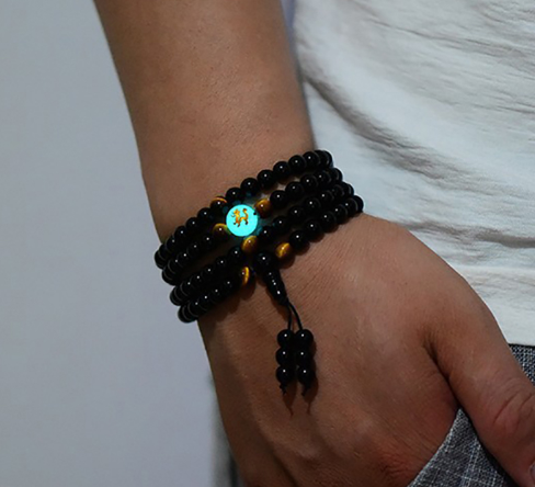 Obsidian multi-circle bead bracelet luminous stone