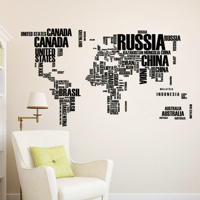 animal world map wall stickers for kids rooms living room home decorations decal mural art diy office wall art - Minihomy