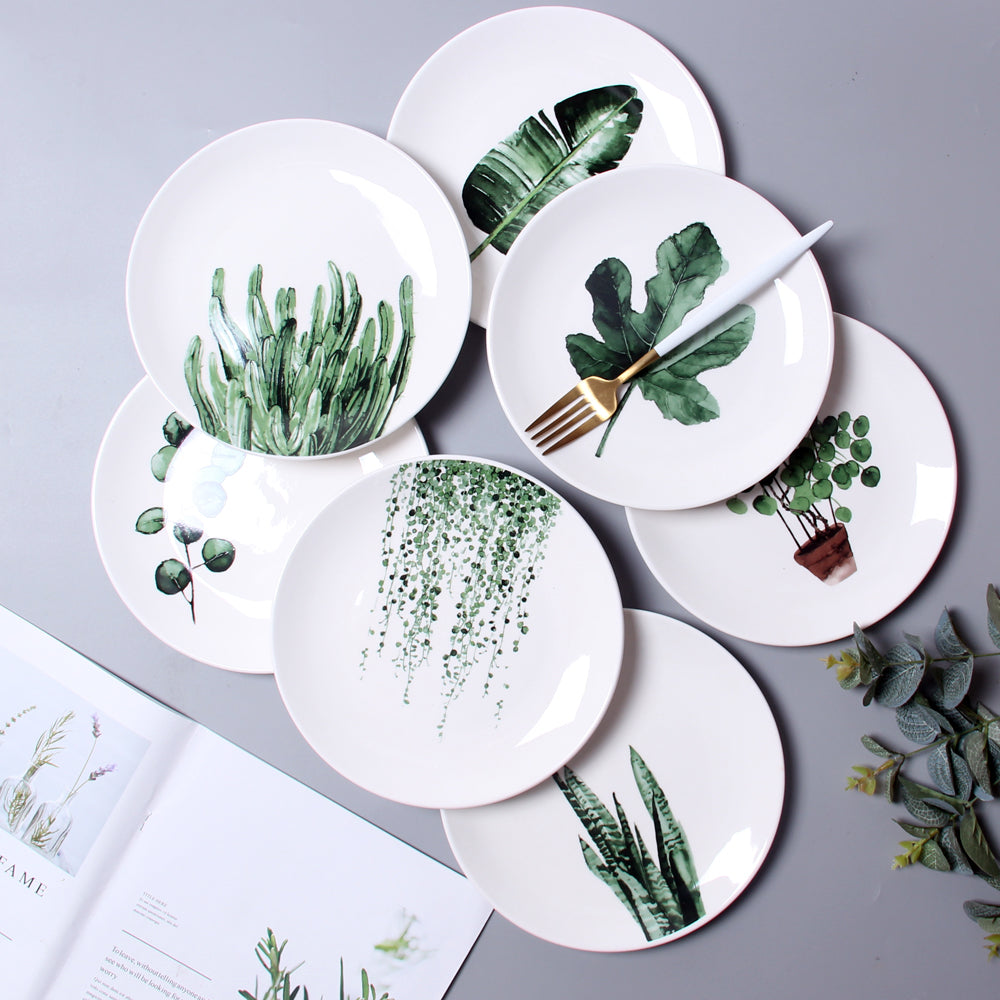 Nordic style green leaf plate - Minihomy