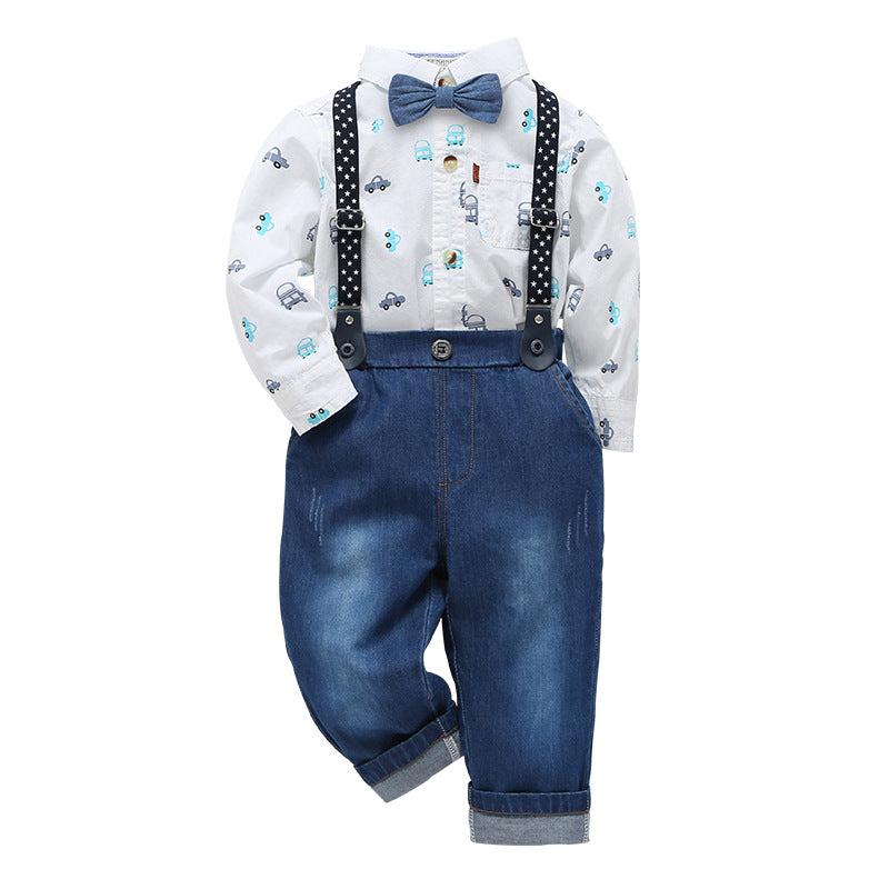 Three-piece suit of gentleman dress suspenders for kids