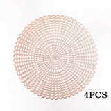 Solid color round PVC hollow placemat