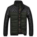 Winter Men's Jackets and Coats Outerwear PU Patchwork Stitching Self-cultivation Collar