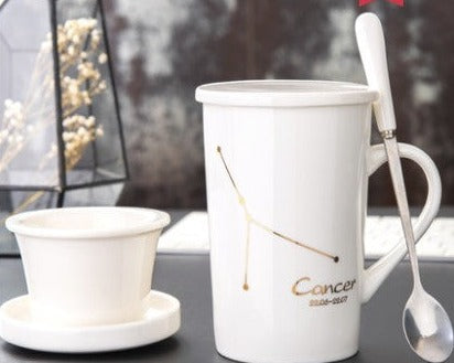 Creative cup ceramic with lid spoon tea cup filter - Minihomy