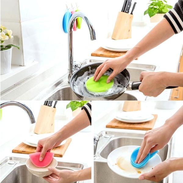 Better Sponge Silicone Dish washing Magic Silica Gel Dishwasher Kitchen Cleaning Fruit Vegetable Cutlery Kitchenware Brushes - Minihomy