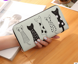 Cat lady wallet female cartoon cat creative long wallet clutch - Minihomy