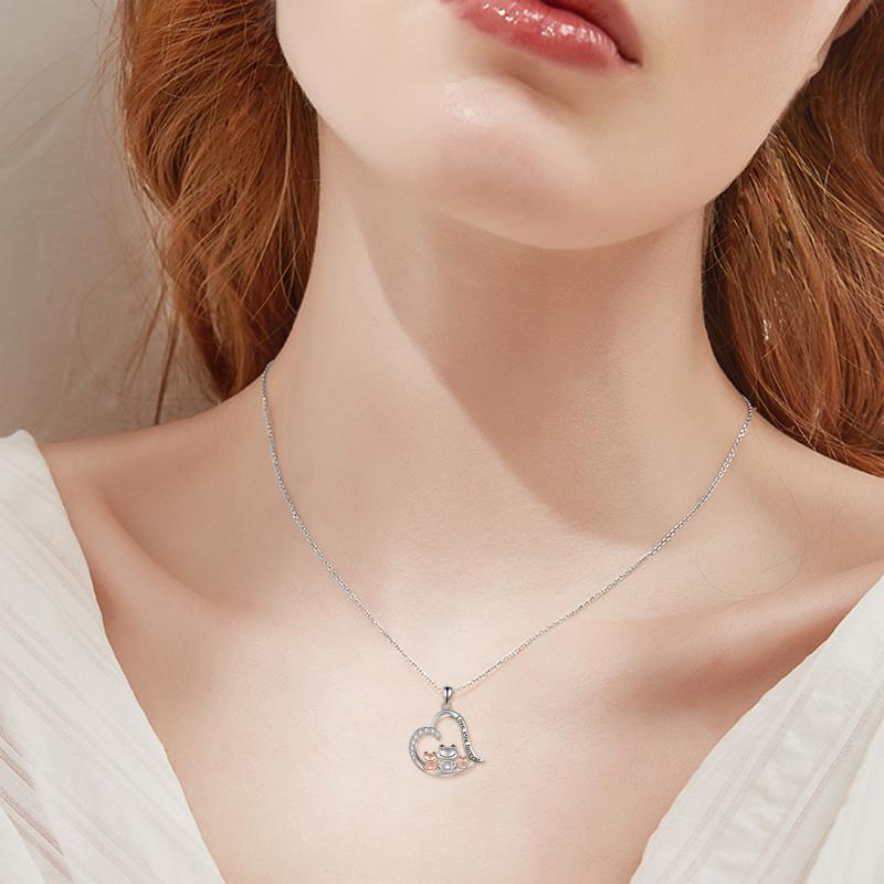 Frog Necklace Jewelry for Women Sterling Silver Frog Family Heart Pendant - Minihomy