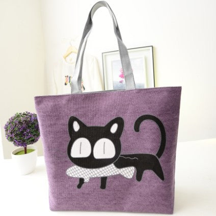 Cat Canvas Shoulder Bag - Minihomy