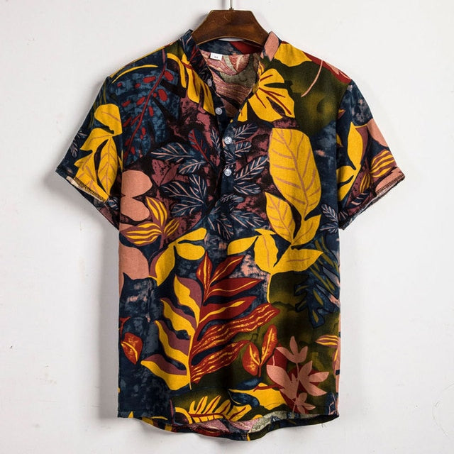 Slim shirt men contrast color printing