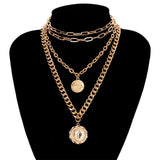 Multi-layered Necklace Medal Hip Hop Pendant Necklace