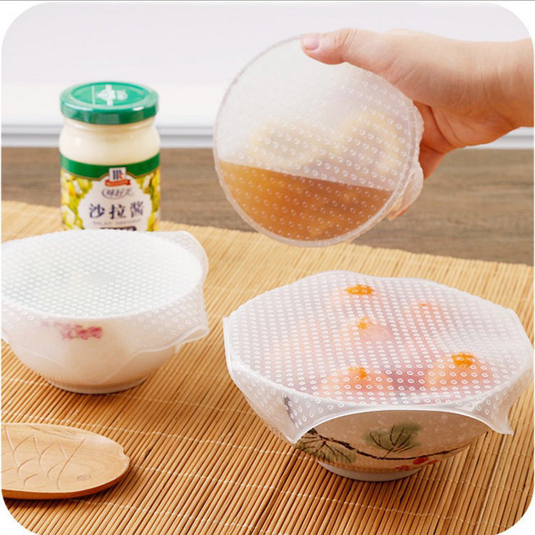 Food Reusable Silicone Stretch Cling Film Saran Wrap Kitchen Microwave Oven Fridge Seal Bowl Cover Pad Kitchen Tools