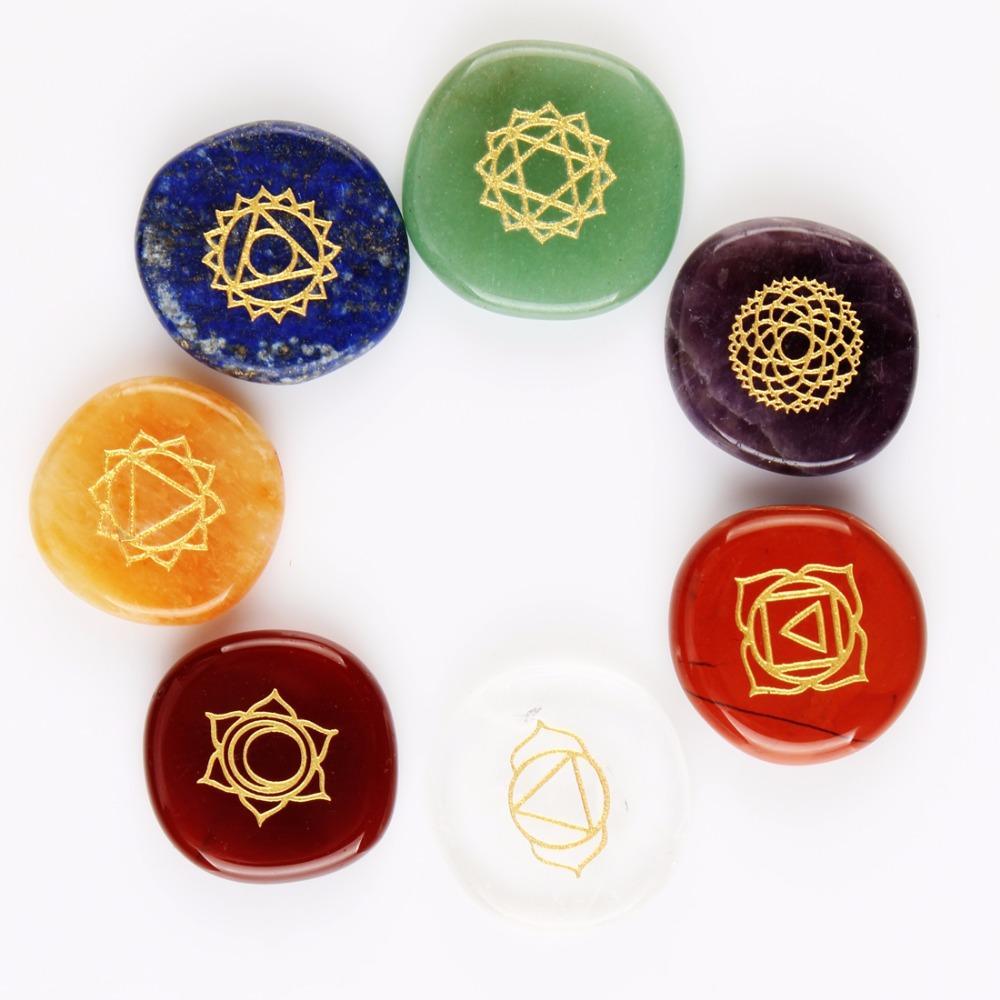 7 Chakras Natural Pocket Palm Stones - Minihomy