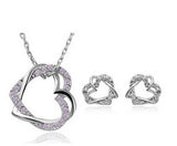 Jewelry Customized Double Diamond Heart Necklace Earring Set