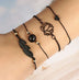 Black Love Heart Openwork Lotus Ball Leaf Bracelet Four-piece Set - Minihomy