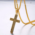 316L stainless steel gold plated christianity jewelry unique black mens vintage cross necklace with chain - Minihomy