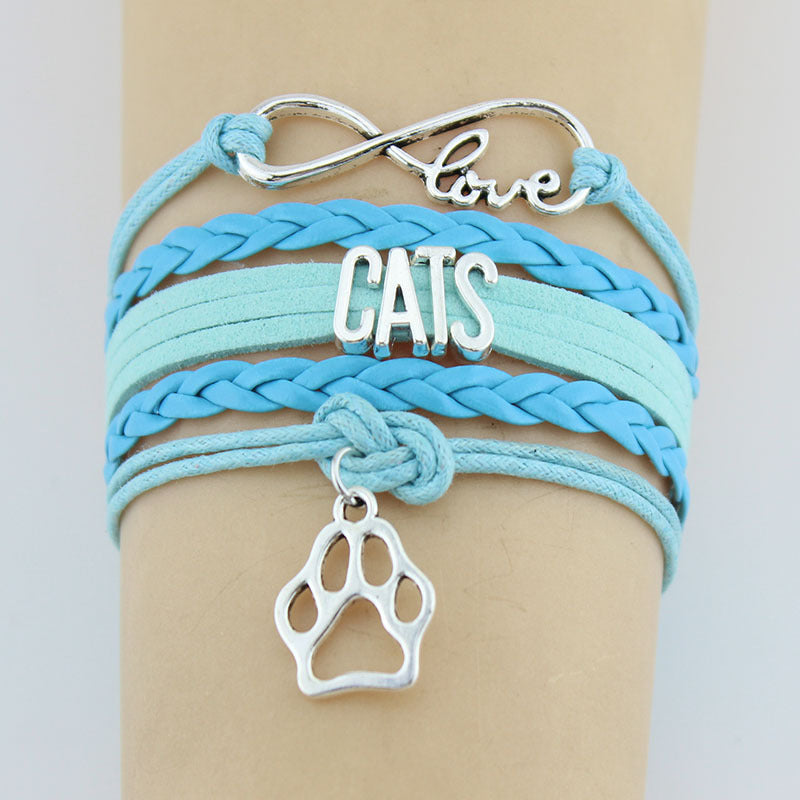 Hand-knitted Cats Animal Paw Charm Bracelet Braided Bracelet - Minihomy