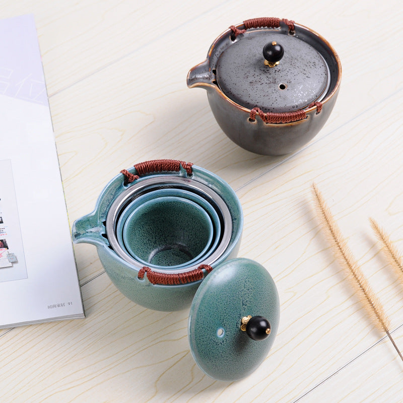 Travel Office Teapot With Strainer Kung Fu Tea Set