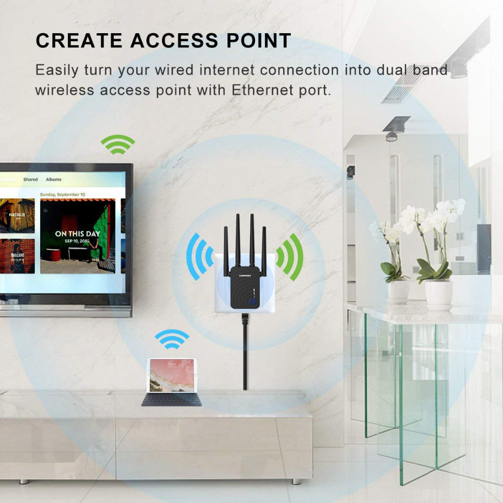 Dual-band 1200-megabit wireless relay router - Minihomy