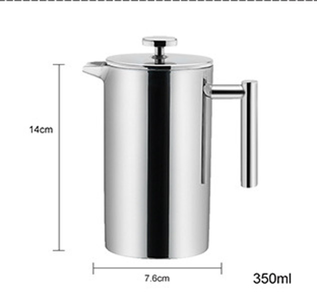 Double Stainless Steel Coffee Pot French Coffee Press Pot Insulation Pot Tea Maker Pressure Pot - Minihomy