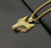 Men Stainless Steel Necklace Gold Color Viking Wolf Head Necklace Pendant With Chain Iced Out Norse Talisman Ethnic Jewelry - Minihomy