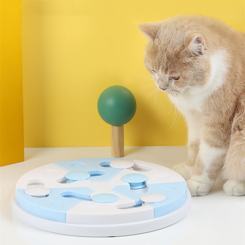 Pet Toy Blue And White Jigsaw Puzzle Feeding Tray