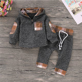 Multicolor Embroidery Plaid Plush Hoodie Suit