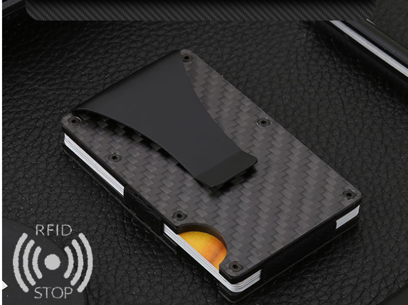 Carbon fiber RFID anti-magnetic card package aluminum bank card credit card business card holder wallet European and American metal wallet - Minihomy