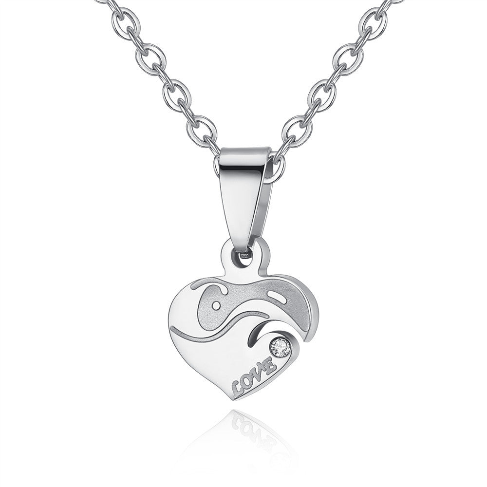 Titanium Steel Heart-shaped Puzzle Couple Necklace