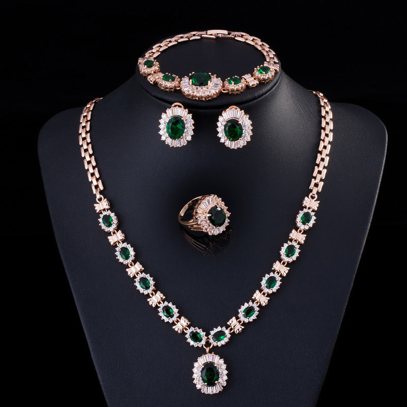 Big Brand Retro Zircon Necklace Set Chain Women - Minihomy