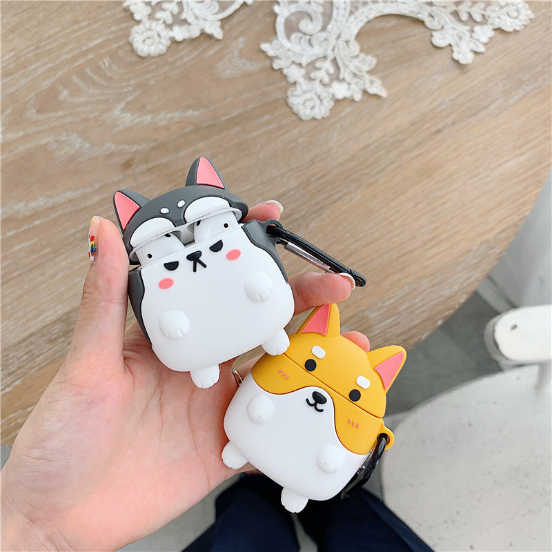 3D Cartoon Cute Shiba Inu Dog Earphone Silicone Case - Minihomy