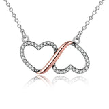 Sterling Silver Dainty Infinity Love Double Heart Necklace