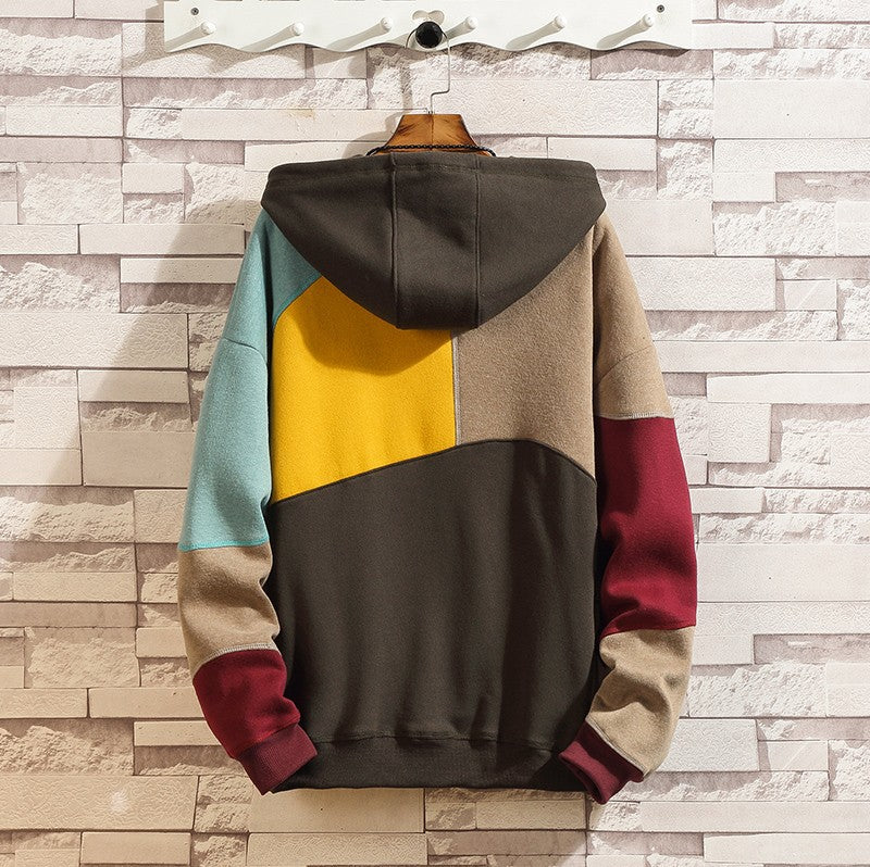 Men's Sweatshirt Loose Patchwork Hoodies Men Women Casual Lovers - Minihomy