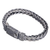 925 Sterling Silver Jewelry Men's Braided Rattan Bracelet - Minihomy